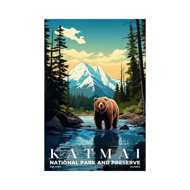 Katmai National Park and Preserve Poster, Travel Art, Office Poster, Home Decor | S7